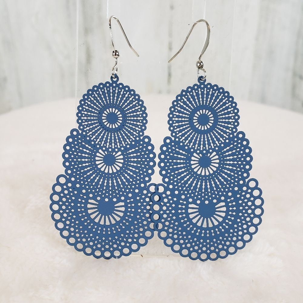 Blue Cutout Earrings